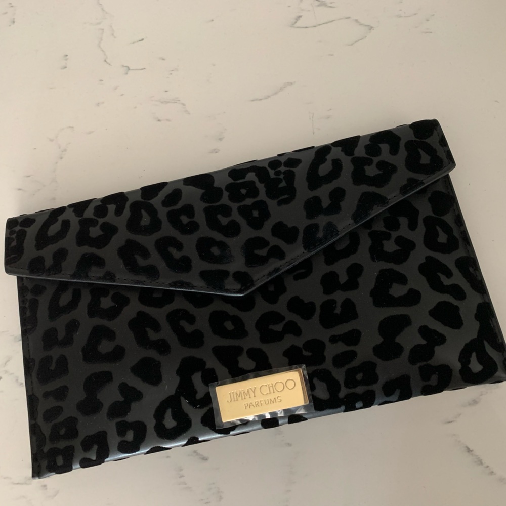 Jimmy Choo Black Leopard-Print Clutch